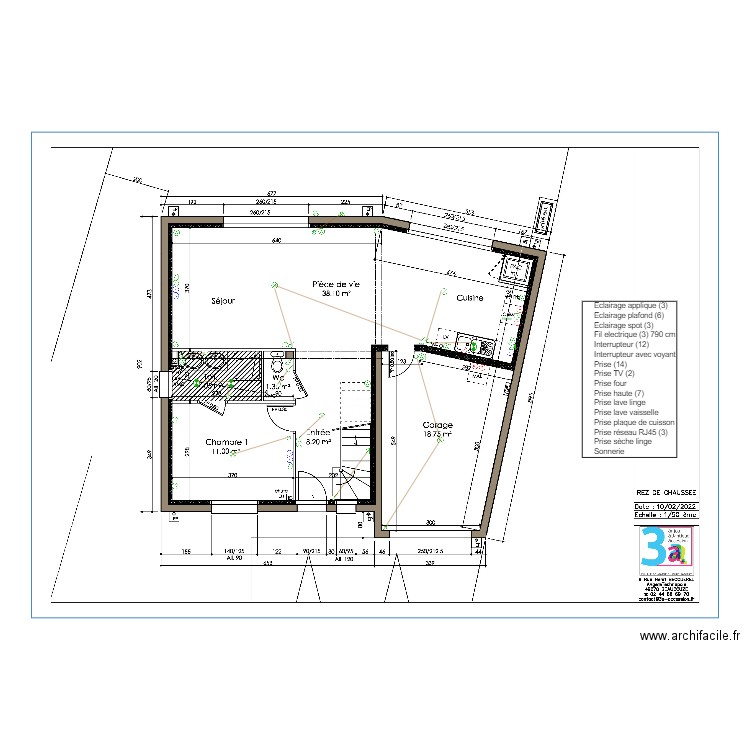 Plan électrique RDC Champion Boule. Plan de 0 pièce et 0 m2