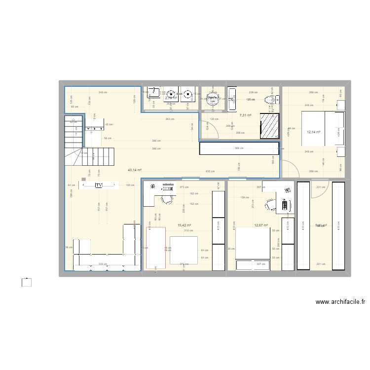 Sous-sol option 1. Plan de 0 pièce et 0 m2