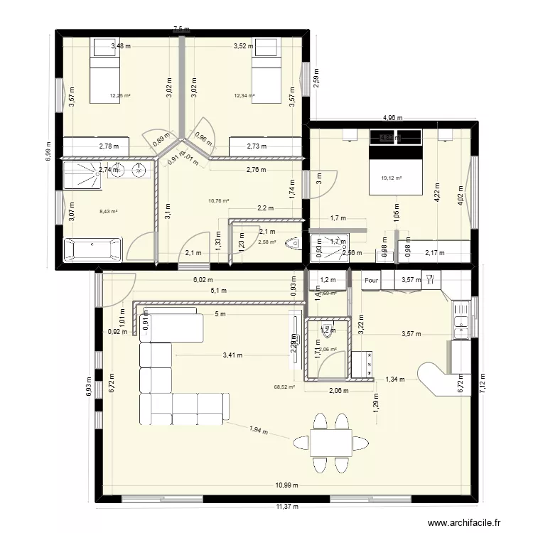 plan thuilley. Plan de 8  et 69 m²
