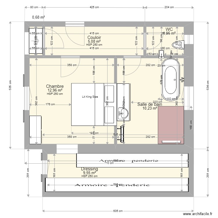 Plant 1. Plan de 6 pièces et 40 m2