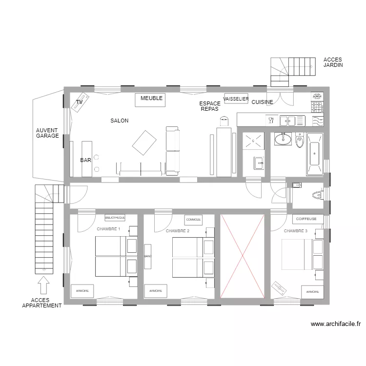 morzine 6 couchages. Plan de 