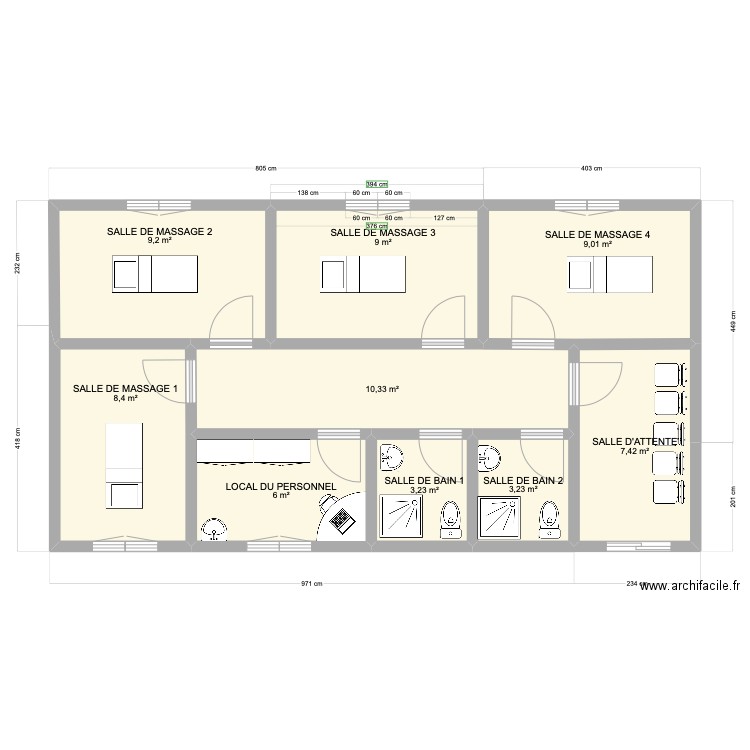 Salon de massage. Plan de 0 pièce et 0 m2