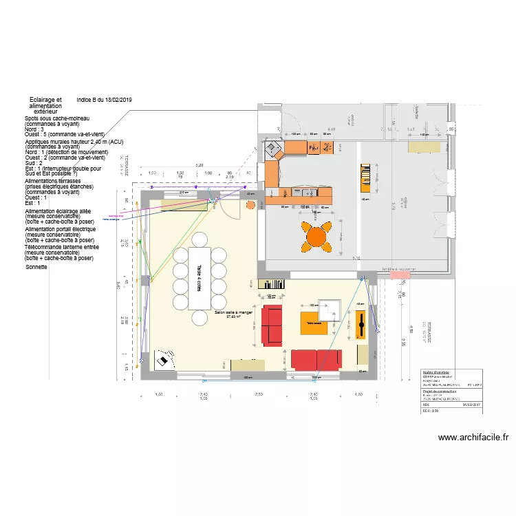 Eclairage alimentation ext&eacute;rieur ind B. Plan de 