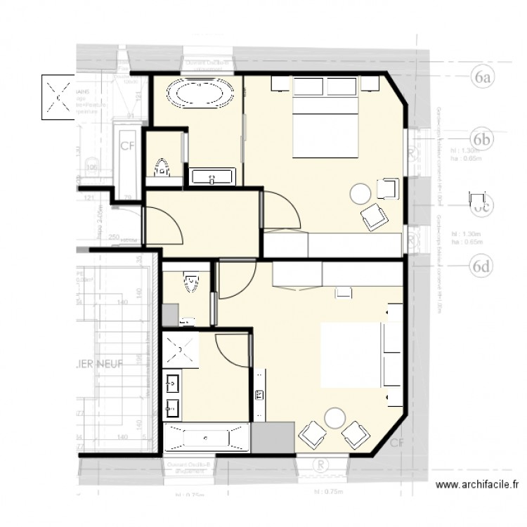 Chambre 6 et 7 Lisa Paunovitch B. Plan de 0 pièce et 0 m2
