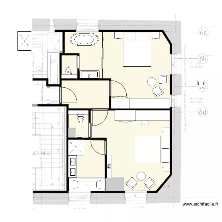 Chambre 6 et 7 Lisa Paunovitch B. Plan de 