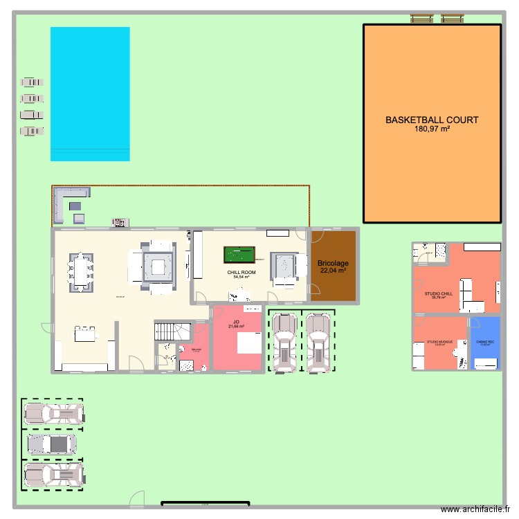 Family house rdc. Plan de 13 pièces et 2090 m2