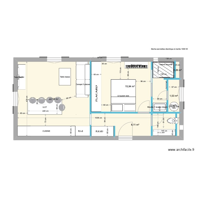 ARCHI PORTALET 3. Plan de 5 pièces et 48 m2