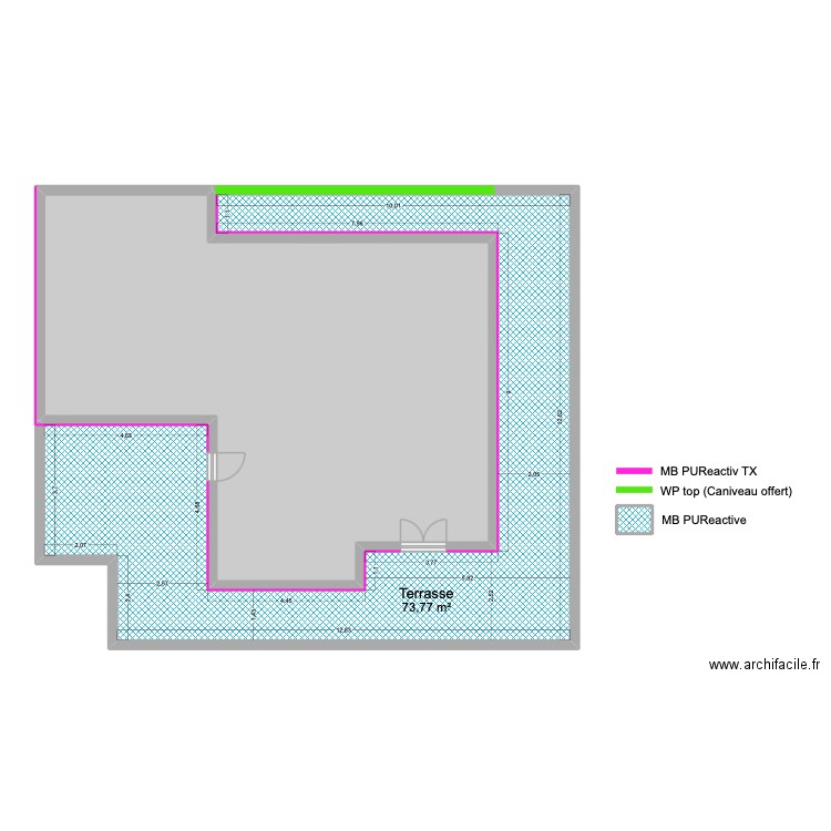 Jackie CORBEZ - ETENCHEITE TERRASSE. Plan de 3 pièces et 175 m2