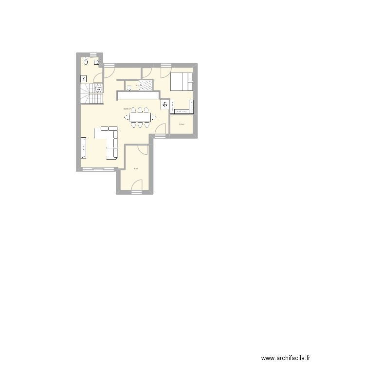 Bellvent-36. Plan de 6 pièces et 134 m2