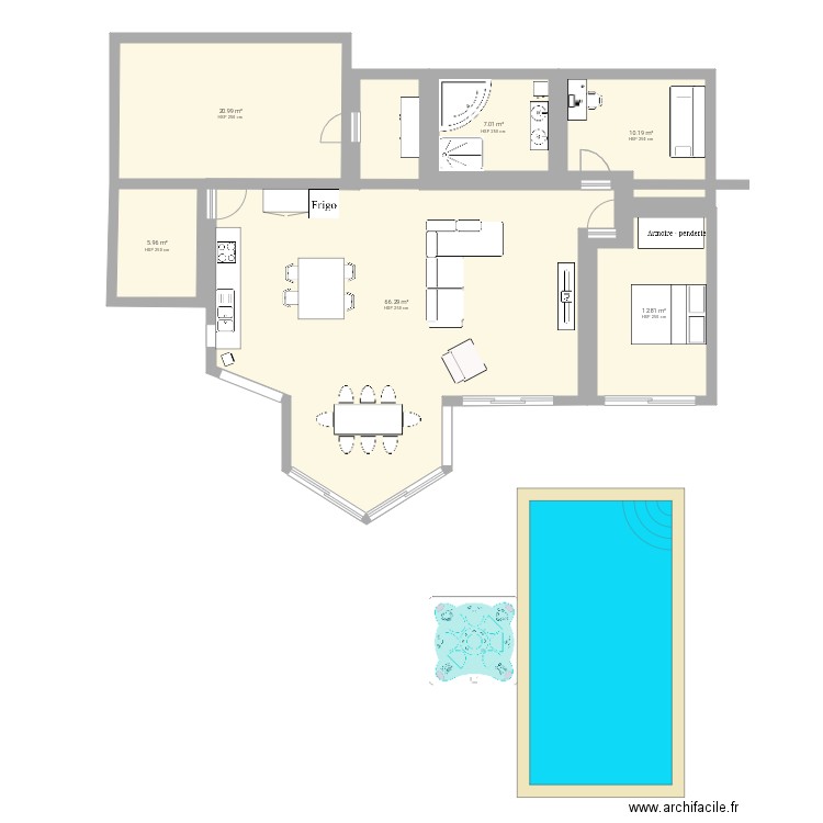 Maison - Plan 6 pièces 123 m2 dessiné par Jviolet