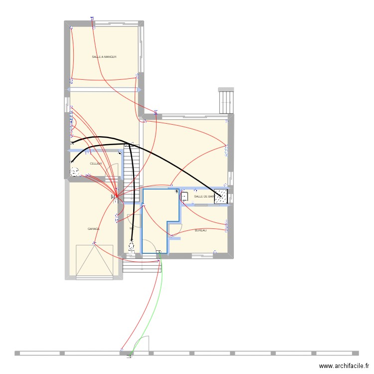 faliu cheminement gaines elec. Plan de 19 pièces et 224 m2