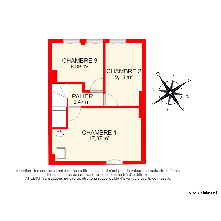 BI12768 - ETAGE 2. Plan de 6 pièces et 40 m2