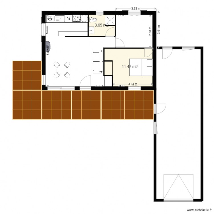 PLAN 50m2 avec garage. Plan de 0 pièce et 0 m2