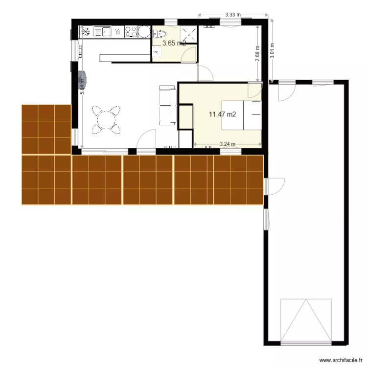 PLAN 50m2 avec garage. Plan de PLAN 50m2 avec garage. Plan de