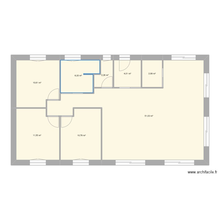 maison sans garage. Plan de 8 pièces et 99 m2