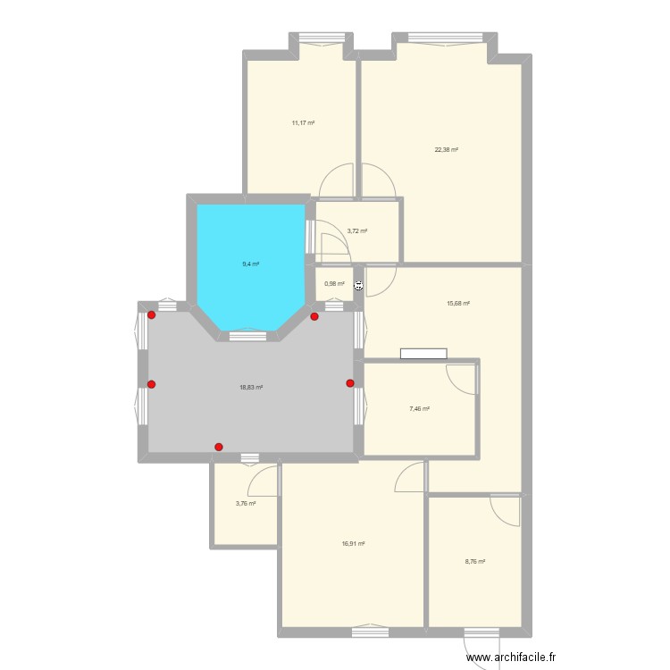 276 PRADO 3ème. Plan de 11 pièces et 119 m2