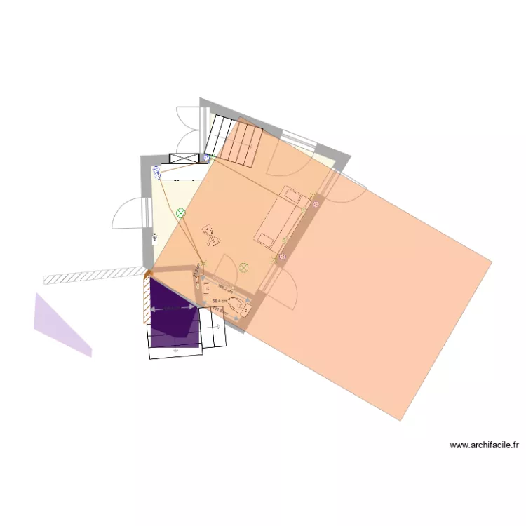 Entree avec toilette et Marquise  ter. Plan de 