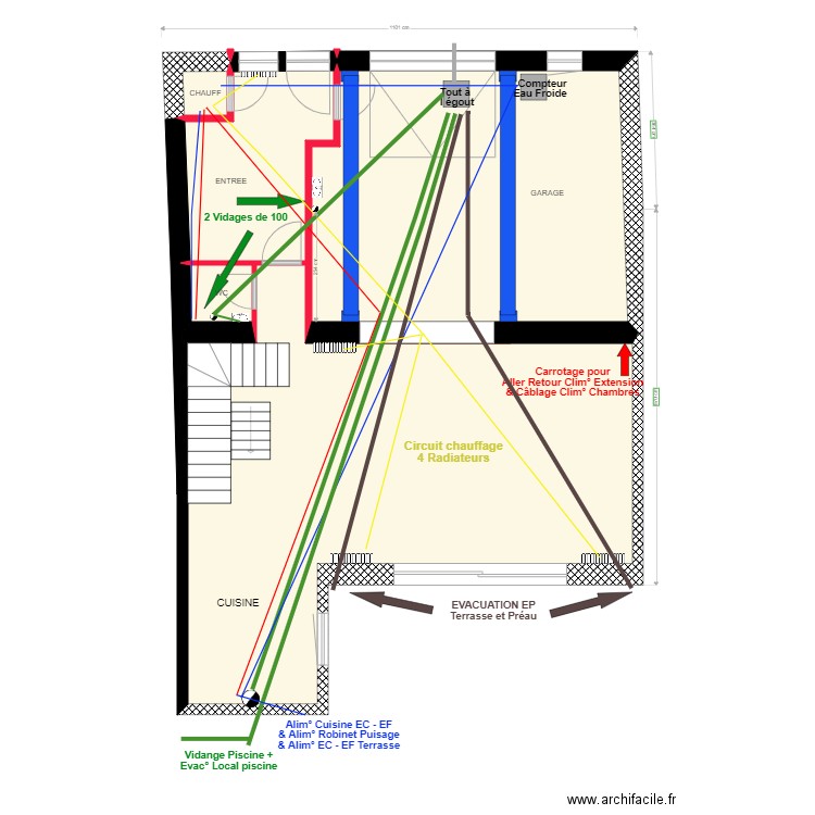 RDC Réservation Béton Plomberie. Plan de 0 pièce et 0 m2