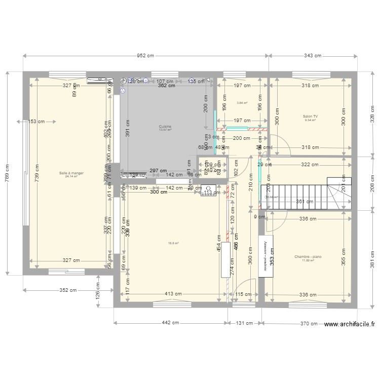 cloisons RDC option2. Plan de 0 pièce et 0 m2