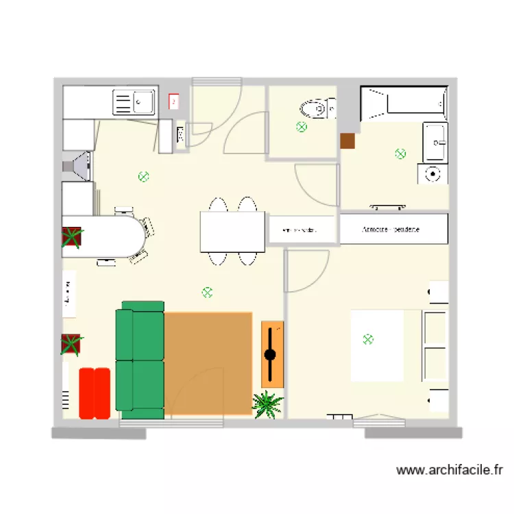 appartement chemin des berges pour feng shui. Plan de 