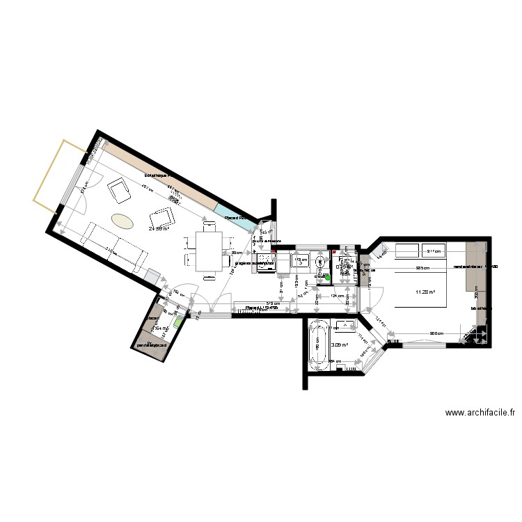 Plan projet définitif appartement Pêcheux. Plan de 0 pièce et 0 m2