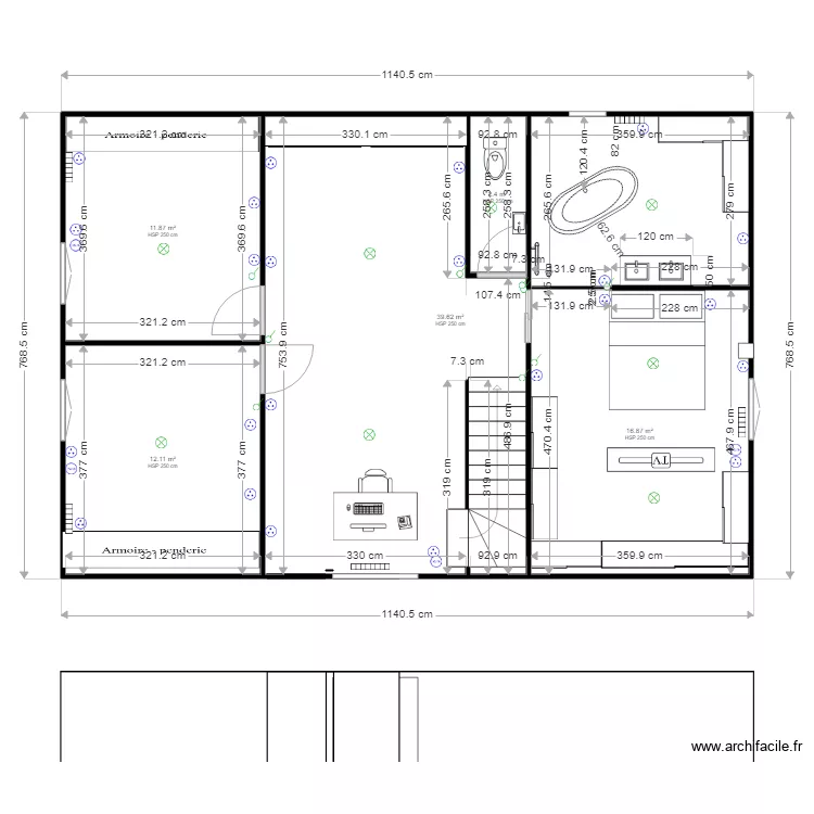 etage baignoire. Plan de 