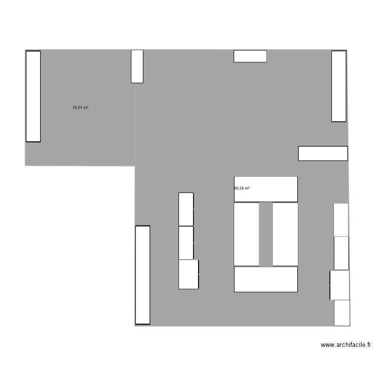 Plan réception 2. Plan de 2 pièces et 107 m2