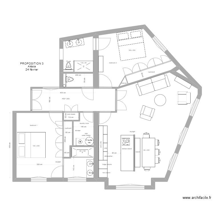 PROPOSITION CUISINE OUVERTE 3. Plan de 0 pièce et 0 m2