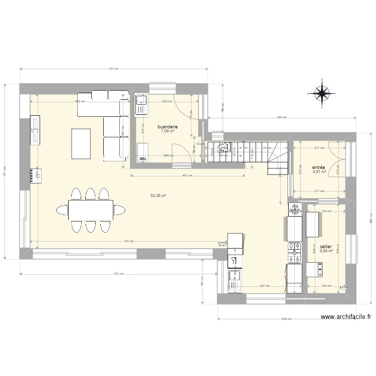 plan rdc. Plan de 5 pièces et 72 m2