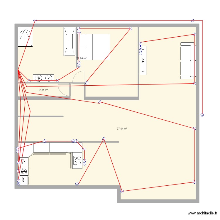 remi. Plan de 3 pièces et 108 m2