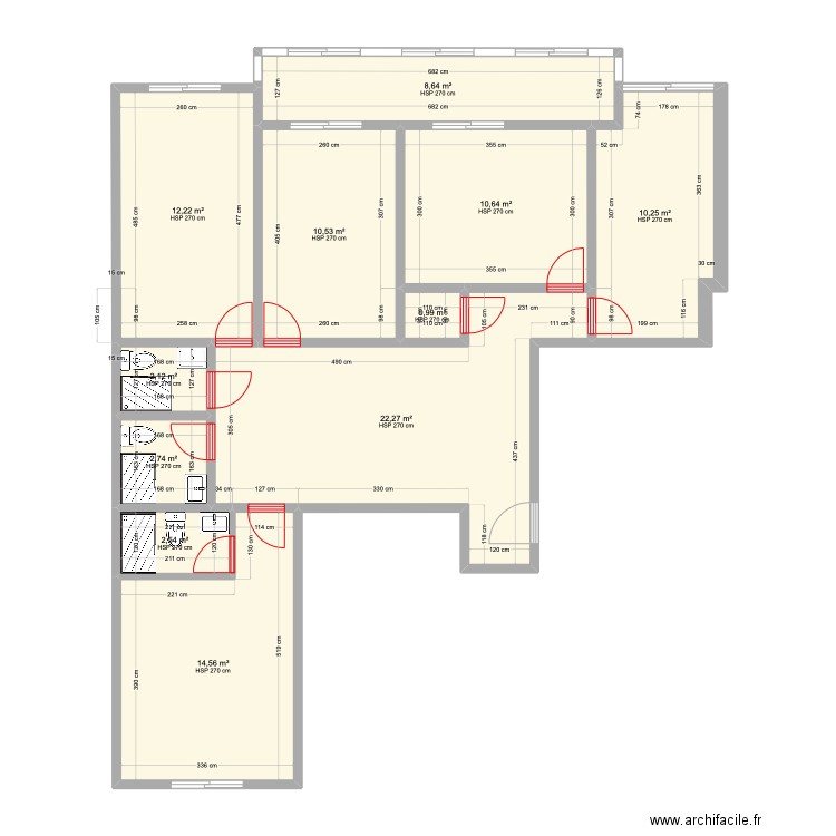 planta Queluz portas. Plan de 11 pièces et 98 m2