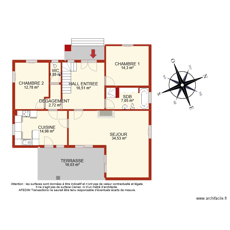 BI 6278 RDC. Plan de 11 pièces et 126 m2