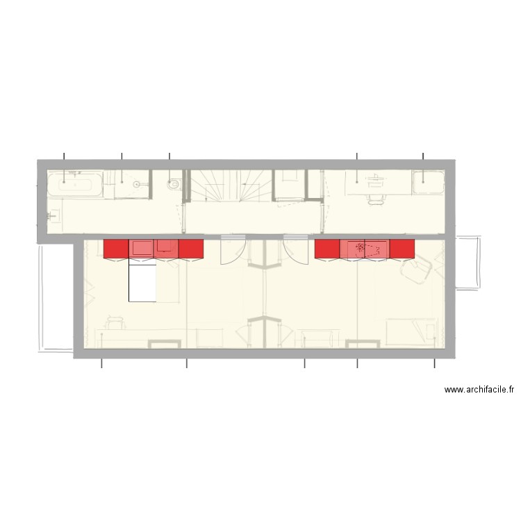 ZJ12 Second floor. Plan de 2 pièces et 68 m2