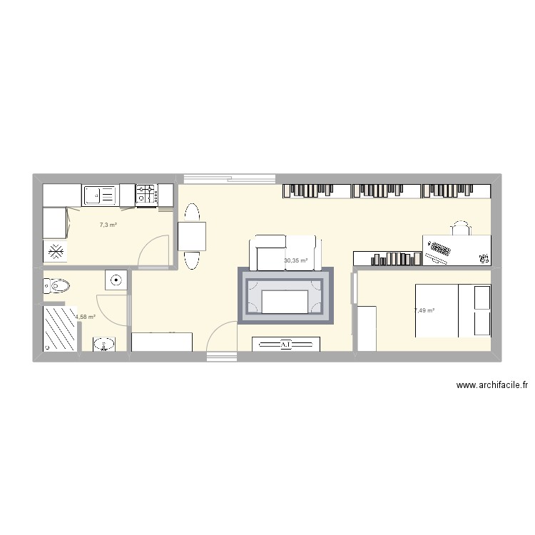 Container 2 fois 40 essai 11. Plan de 4 pièces et 50 m2