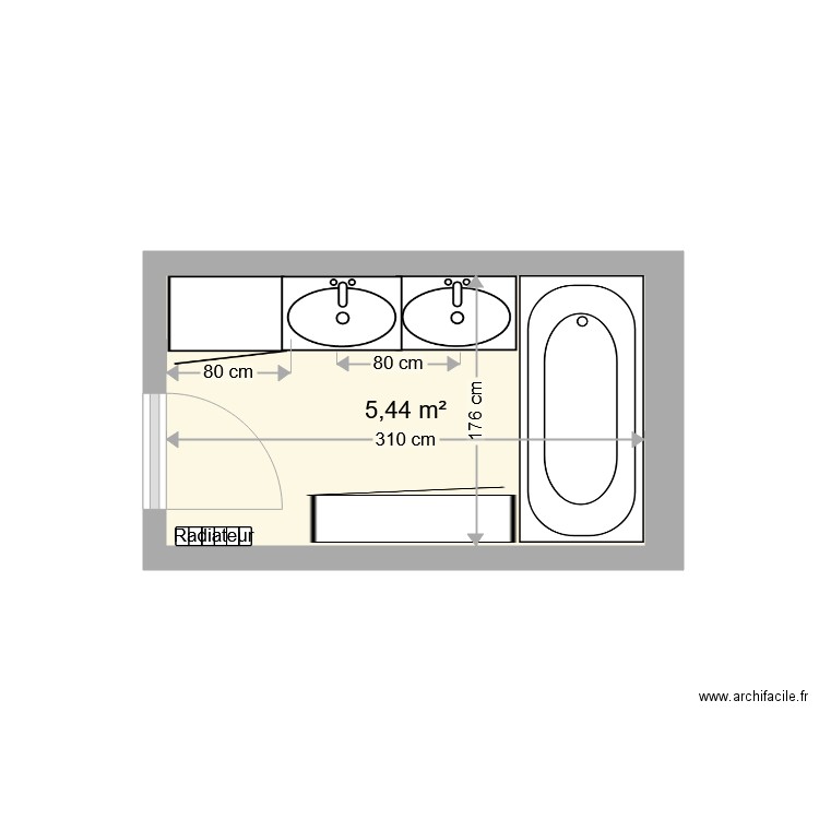 PEILLON SDB AV TX. Plan de 1 pièce et 5 m2