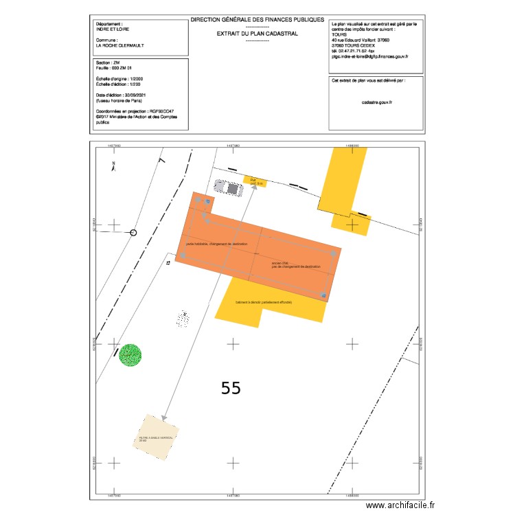 ESSAI PLAN DE MASSE EXTRACTION CADASTRE. Plan de 0 pièce et 0 m2