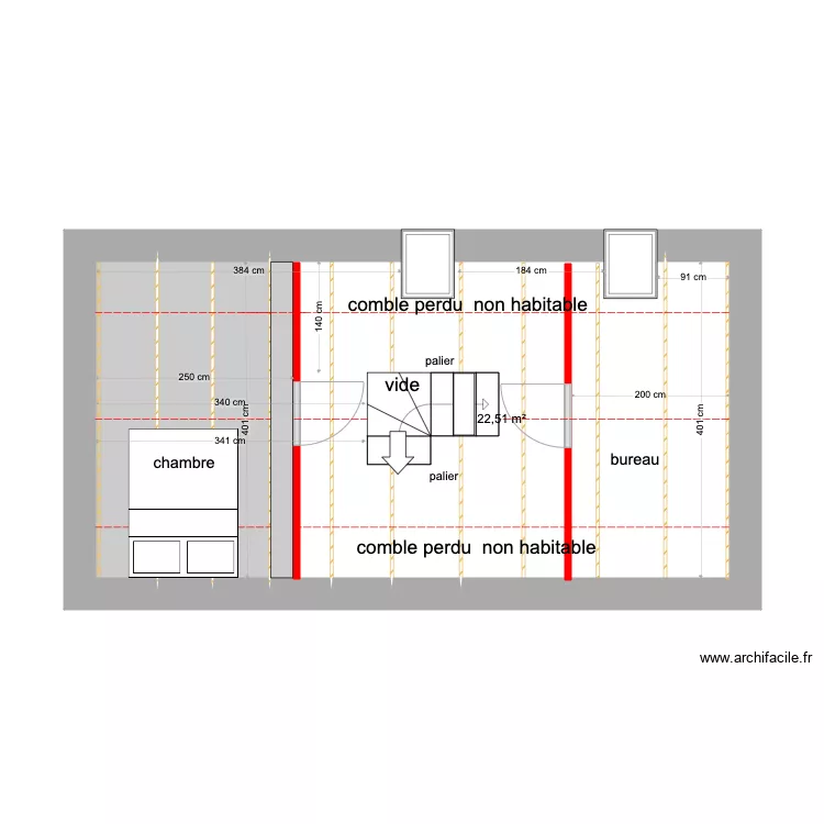 LONGERE PERROS GUIREC etage. Plan de 