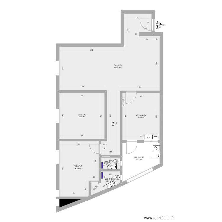 Projet Ghazela Appt C plomberie. Plan de 0 pièce et 0 m2