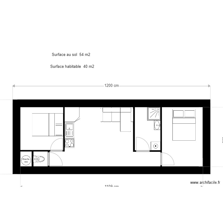 Plan villa blache 2. Plan de 4 pièces et 39 m2