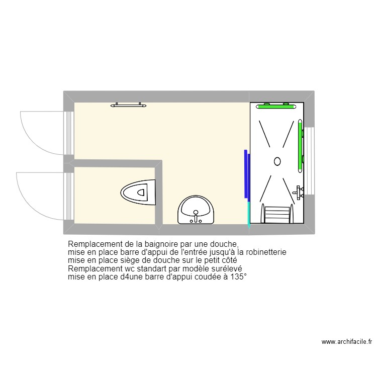 MARHOFER. Plan de 2 pièces et 6 m2