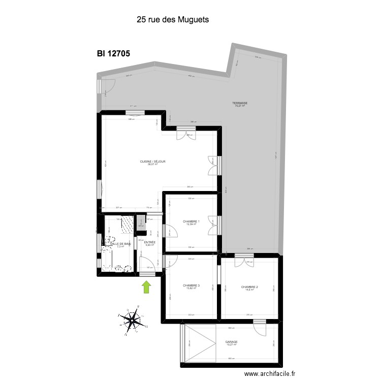 BI 12705. Plan de 8 pièces et 178 m2