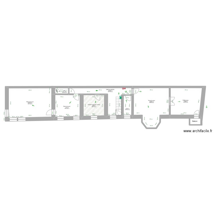 Manoir-LDH-1er-Etage-Incendie. Plan de 8 pièces et 109 m2