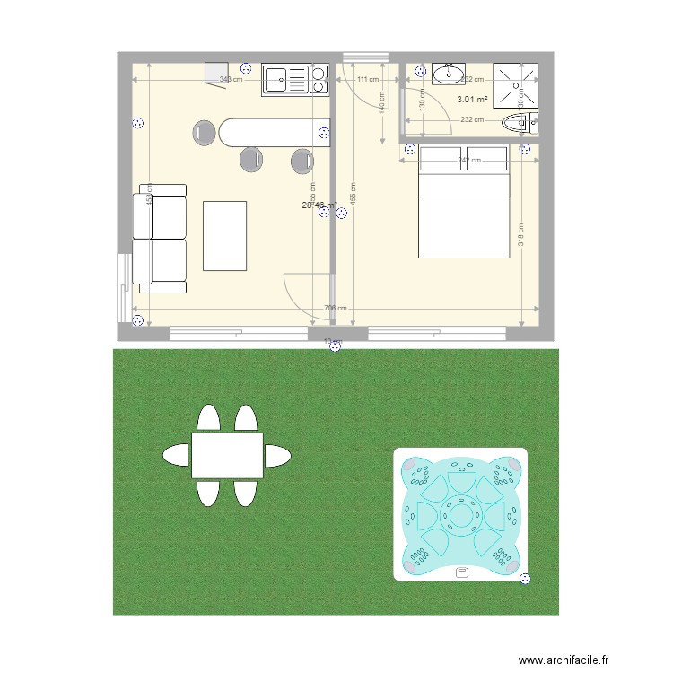 Amenagement Studio 01. Plan de 0 pièce et 0 m2