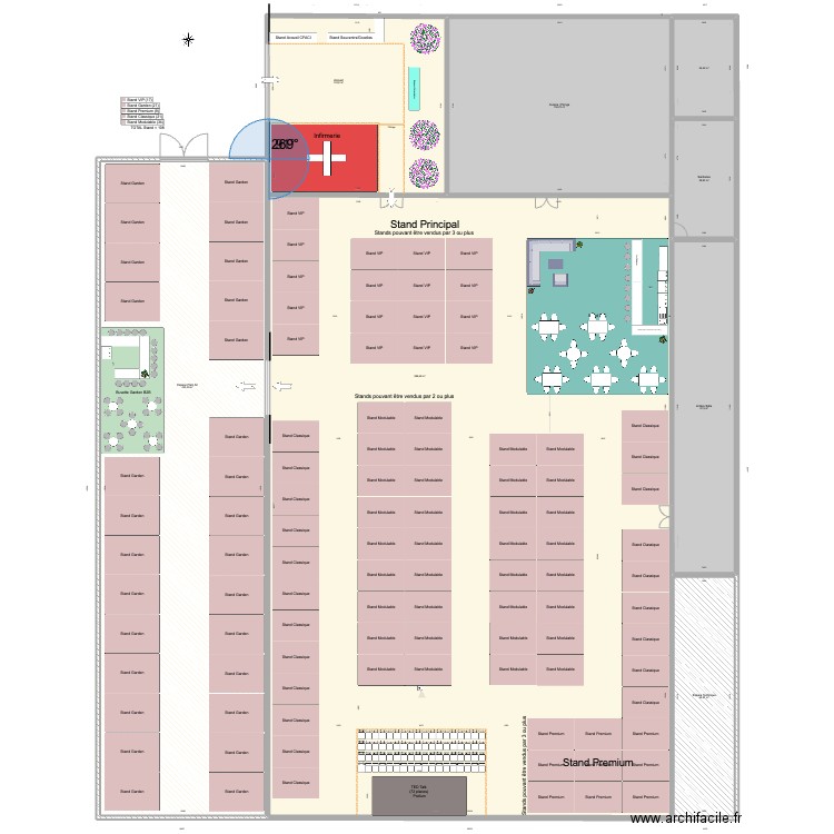 Salon des Entreprises CFACI (TBC stand 3x2). Plan de 8 pièces et 1909 m2