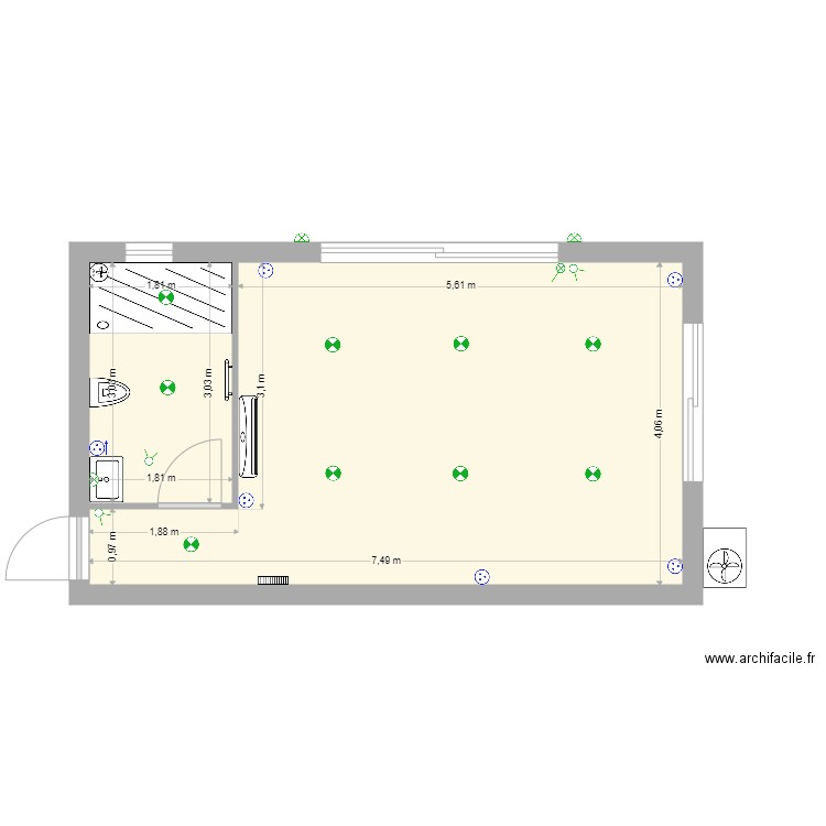 M SARCHET RDC. Plan de 2 pièces et 30 m2