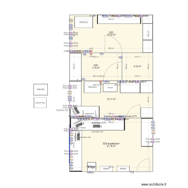 salle 028. Plan de 5 pièces et 64 m2