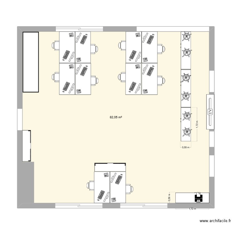 Exploitation Route63 Florian. Plan de 1 pièce et 82 m2