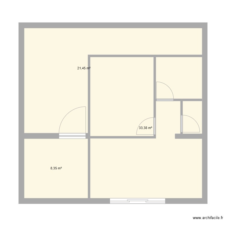 RDC N 2. Plan de 3 pièces et 63 m2
