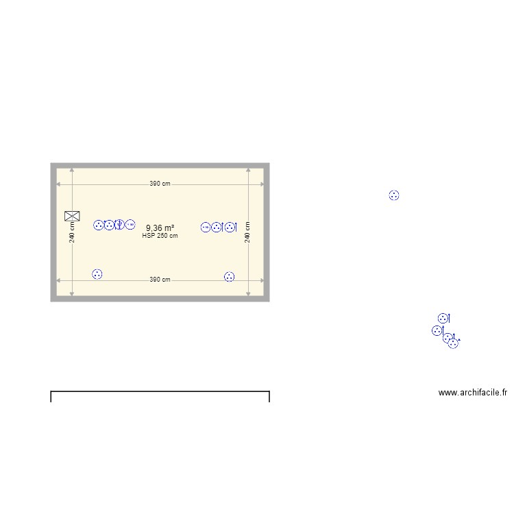 fonds atelier. Plan de 1 pièce et 9 m2