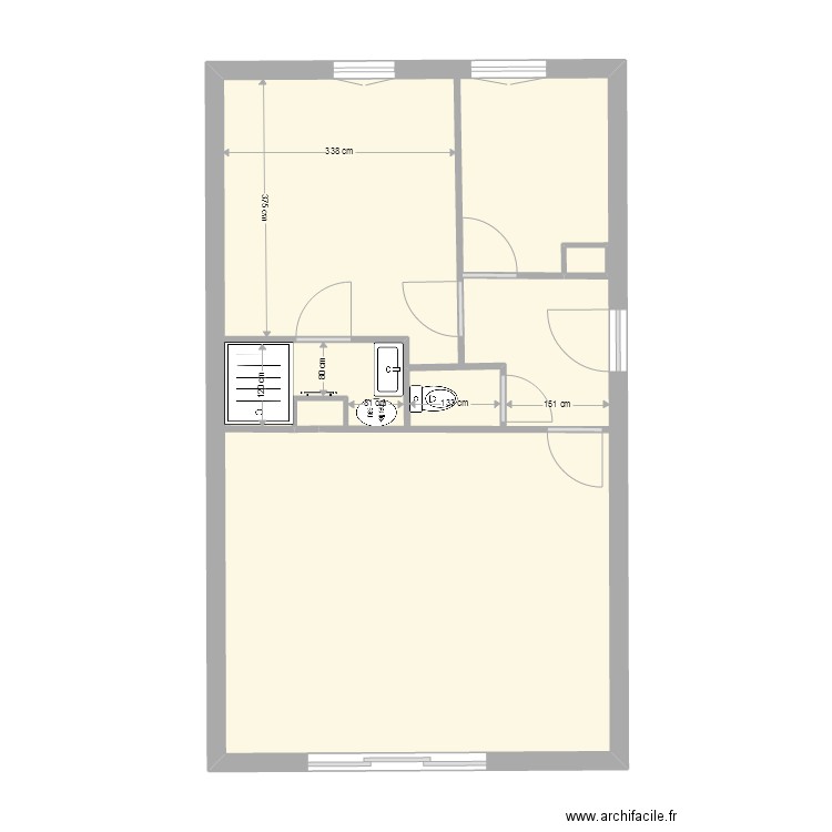 studio dinard. Plan de 2 pièces et 55 m2